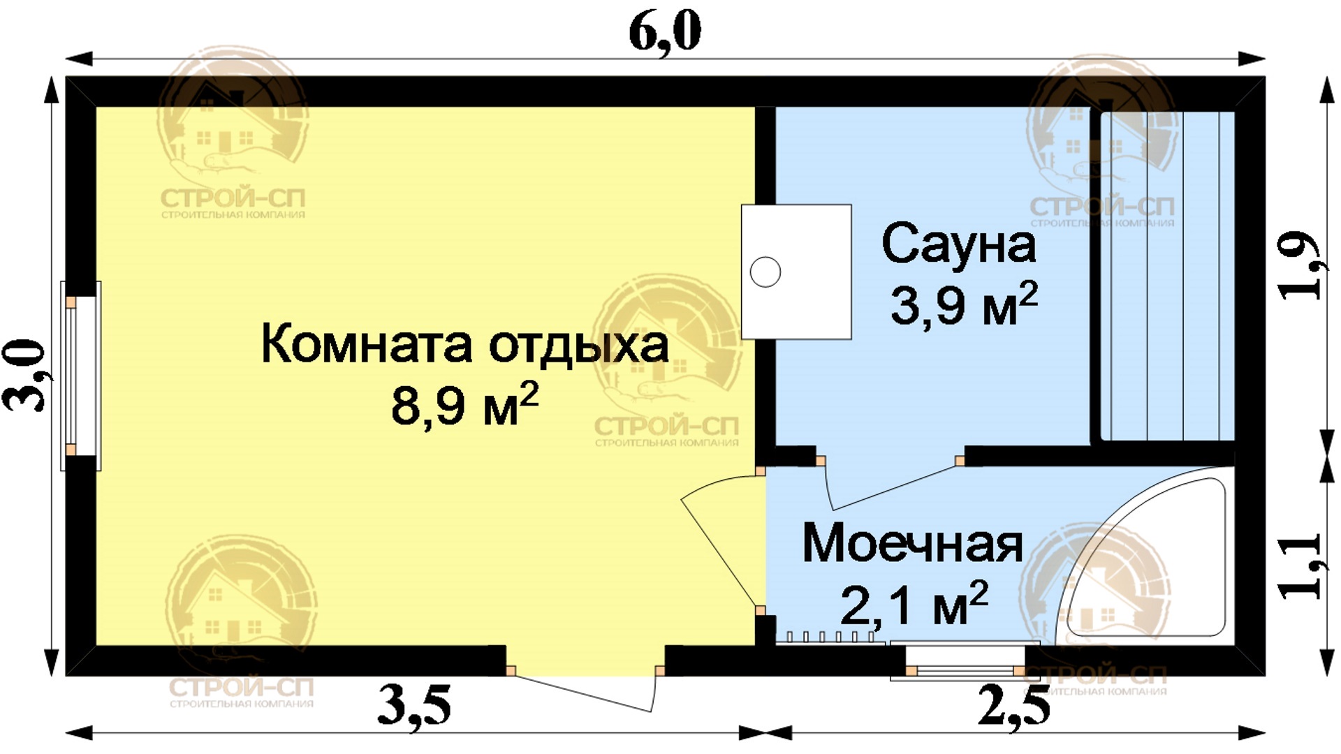 ⛪️ Проект бани из бруса БО07 цена под ключ в Всеволожске